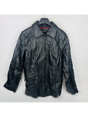 Women’s Black Leather Jacket Lane Bryant Size 14/16 Full Zip